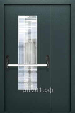ДСВ полуторная глухая с ручкой антипаника, RAL 6005
